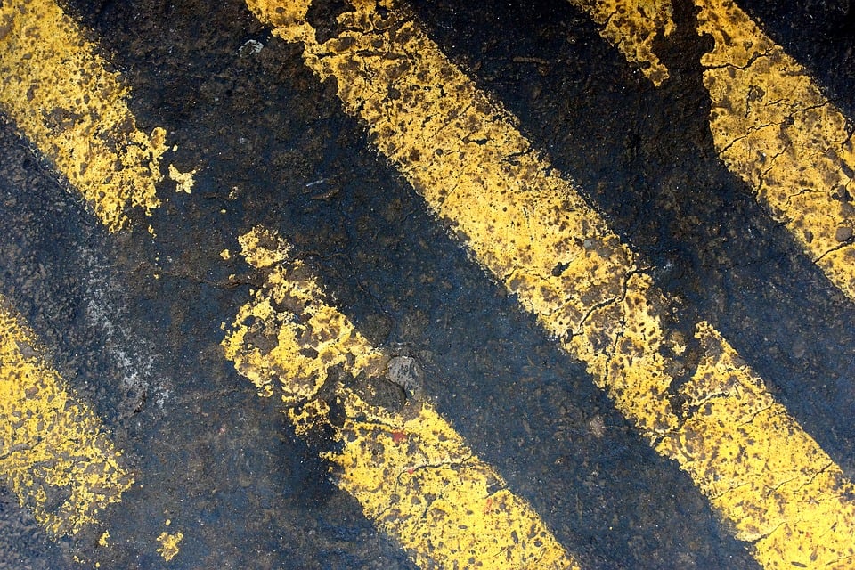 Road painting showing an example of a non slip coating